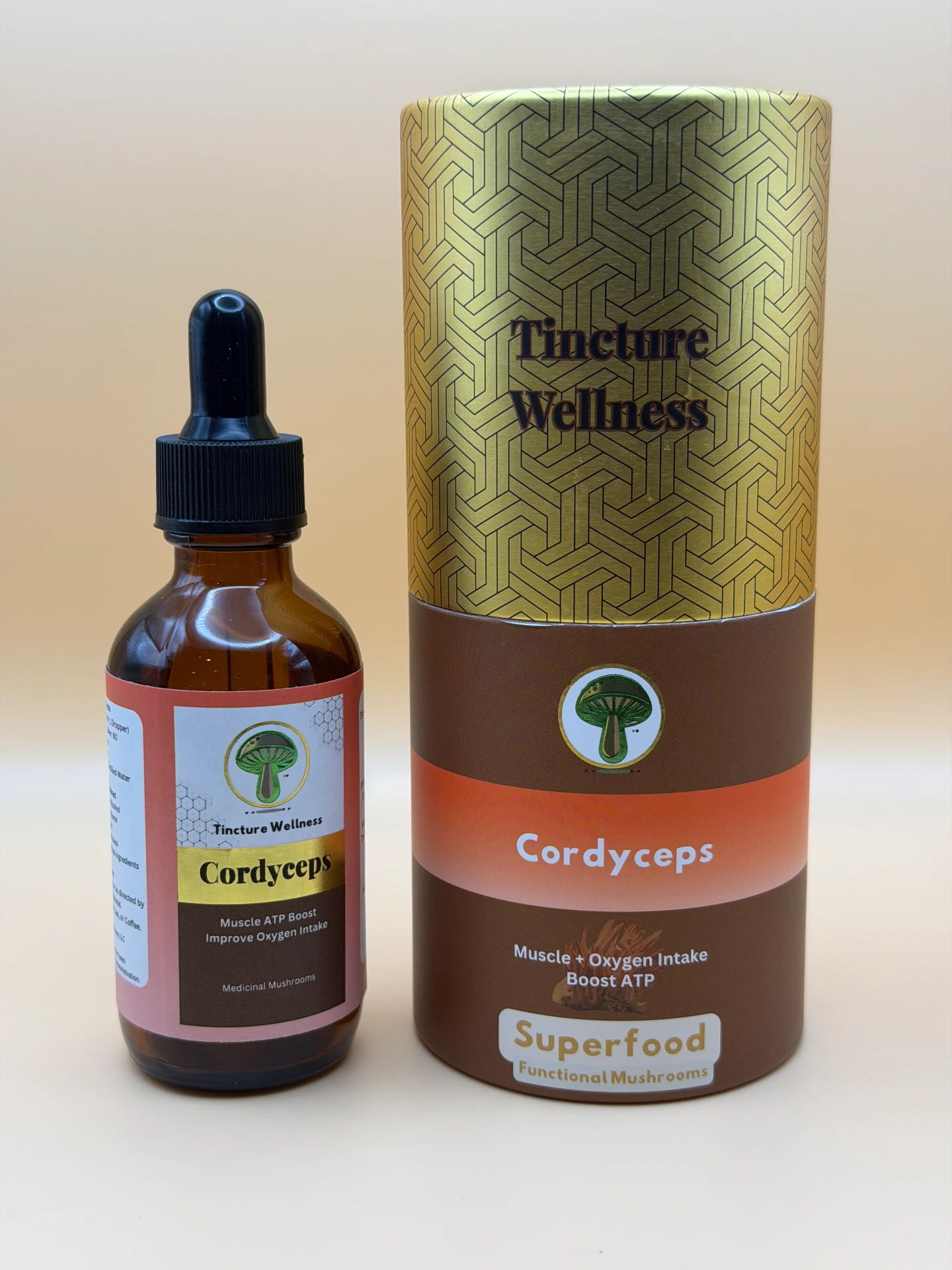 Cordyceps mushroom tincture bottle, 2 fl oz